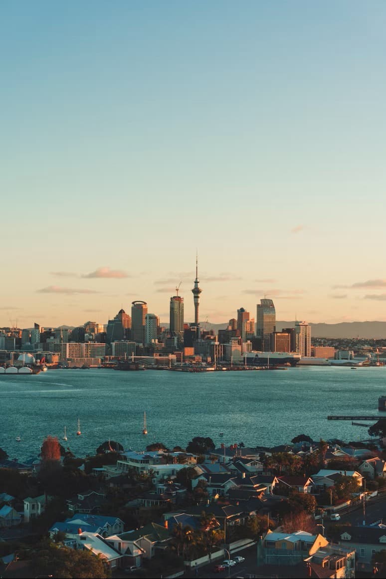 Auckland skyline and harbour in New Zealand