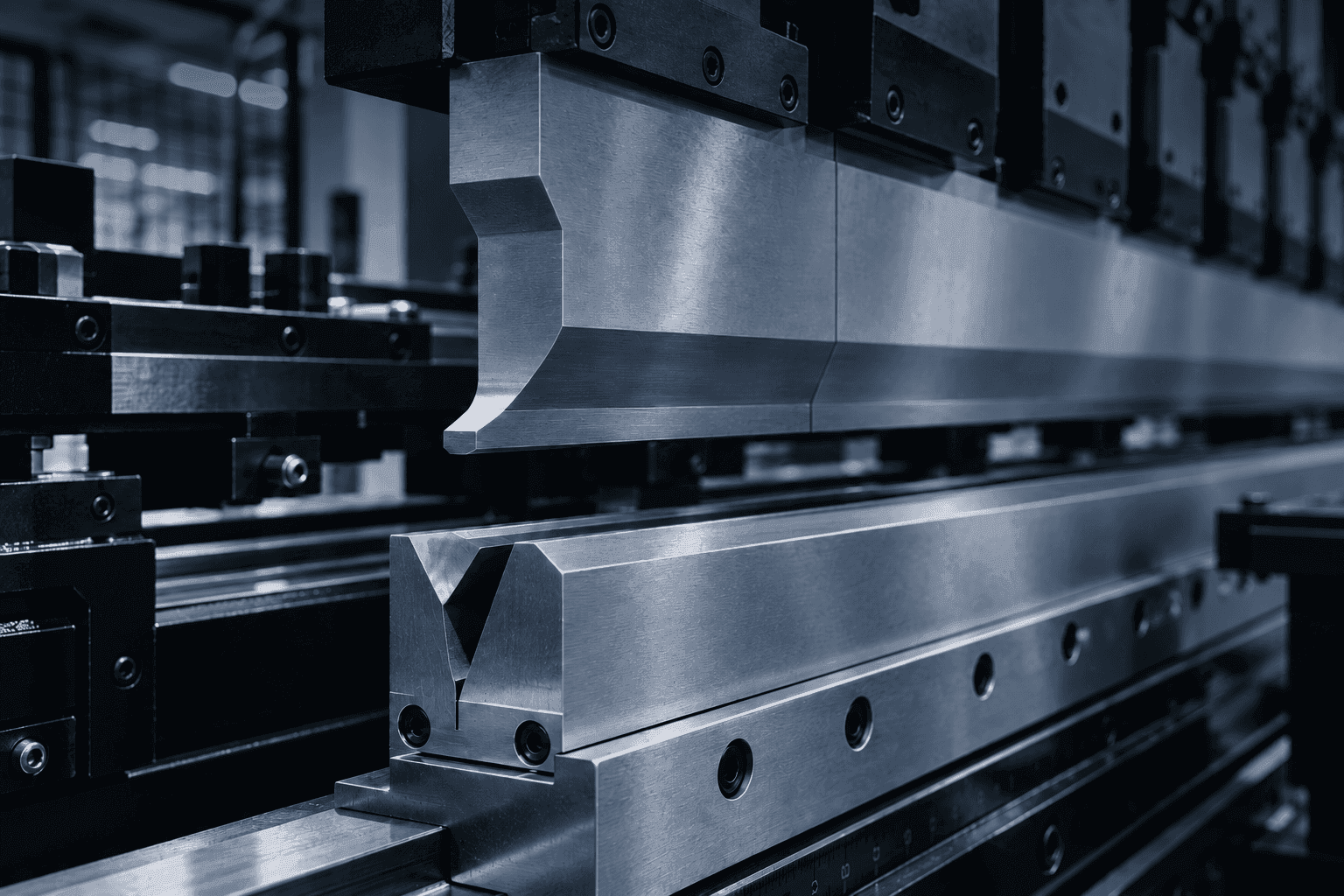Steel precision manufacturing tooling close-up